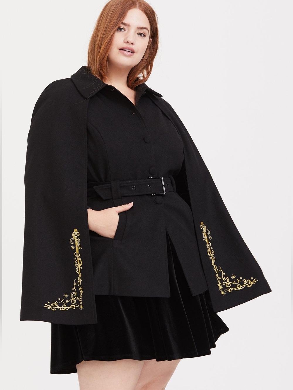 Harry Potter Always Embroidered Black Woolen Cape Coat